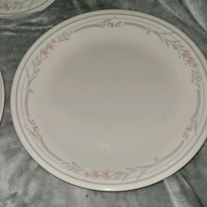 3 Retired Corelle Dinner Plates - Rose
